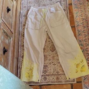FP Movement by Free People Beige Pants with Yellow Accents